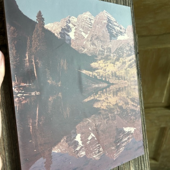 Vintage mountain scene photo on wood - Picture 2 of 5